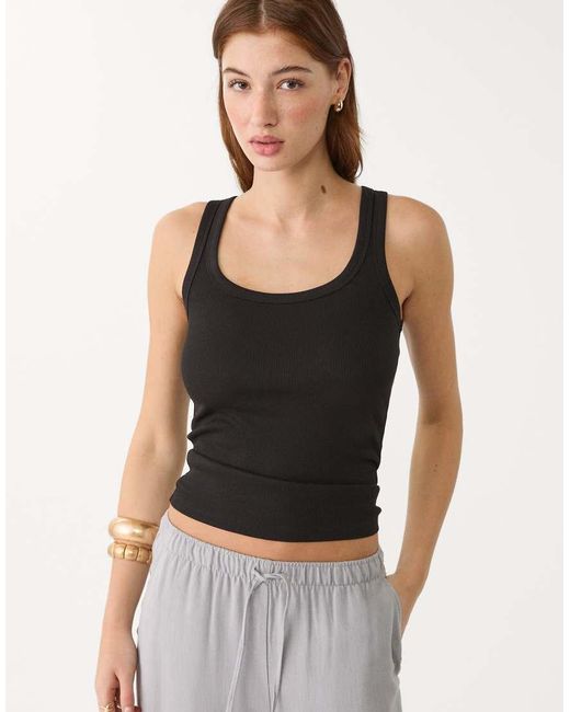 Stradivarius Crop Top Met Bandjes in het Black
