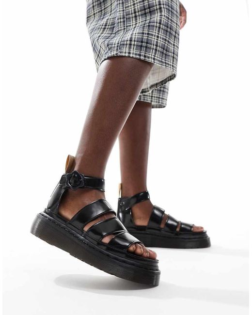 Dr. Martens Black Vegan-friendly Clarissa 3 Quad Flower Sandals