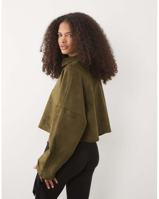 ASOS Green Co-Ord Faux Suede Long Sleeve Shirt