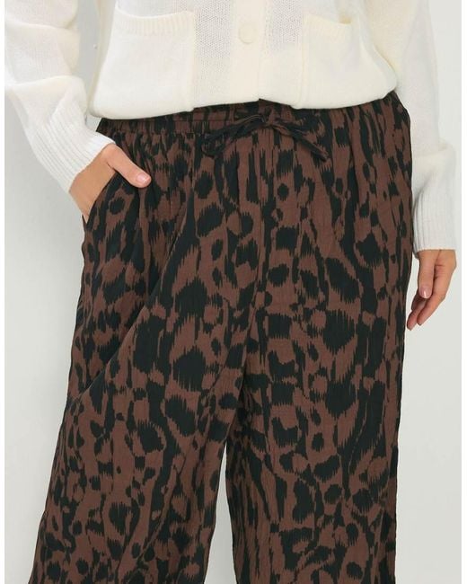 Yours Clothing White Abstract Wide Leg Trousers