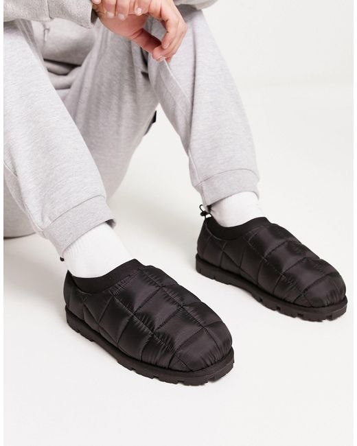 ASOS Quilted Slippers in Black for Men Lyst