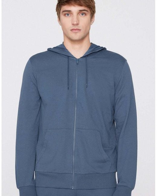 Tezenis Blue Long-Sleeved Zip-Up Hoodie for men