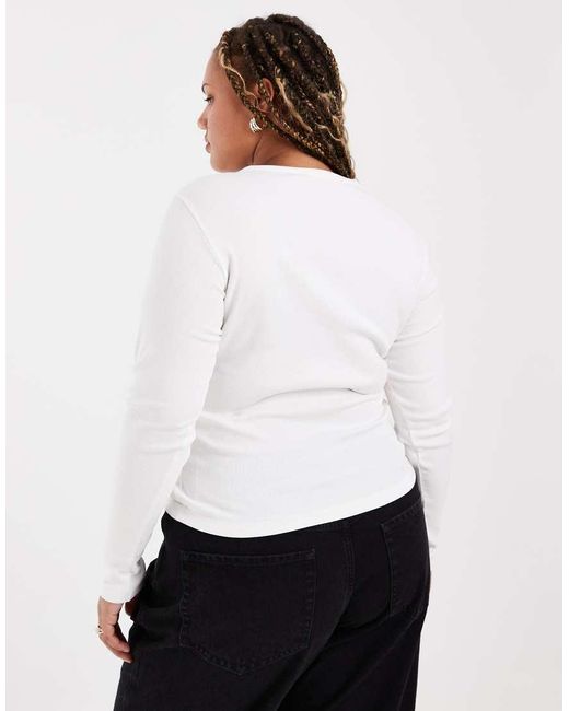 Vero Moda White Fine Rib Long Sleeved Top