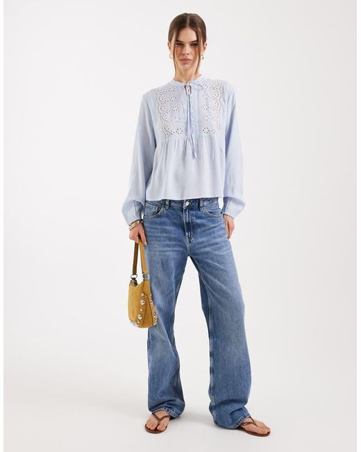 ONLY Blue Lace Detail Shirt