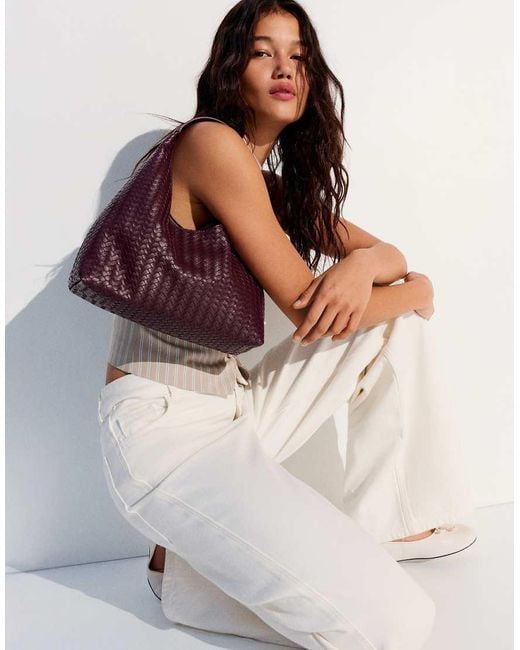 Bershka Natural Woven Bucket Bag