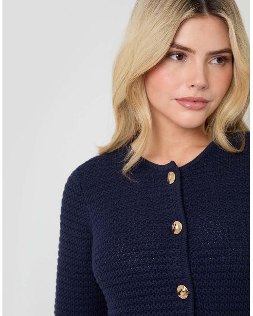 Threadbare Blue Patch Pocket Crew Neck Cardigan
