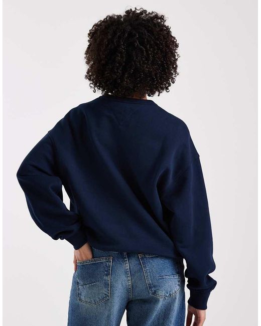 Sudadera Azul Marino De Corte Cuadrado Con Parche De Tommy Hilfiger de color Blue