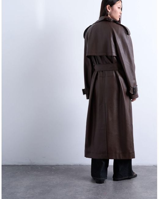 TOPSHOP White – trenchcoat aus strukturiertem kunstleder