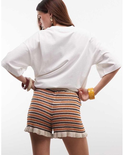 Monki White Crochet Frill Shorts