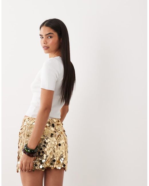 ASOS Natural Mixed Sequin Mini Skirt