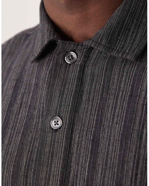 Abercrombie & Fitch Overhemd Met Korte Mouwen, Knoopsluiting En Linnen in het Gray voor heren