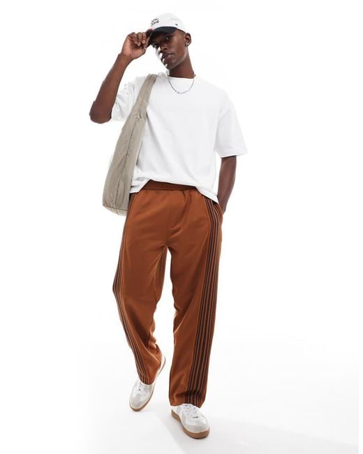 Pull&Bear Joggingbroek Met Wijde Pijpen En Strepen in het White voor heren