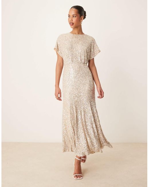Never Fully Dressed Natural Embellished Maxi Dress
