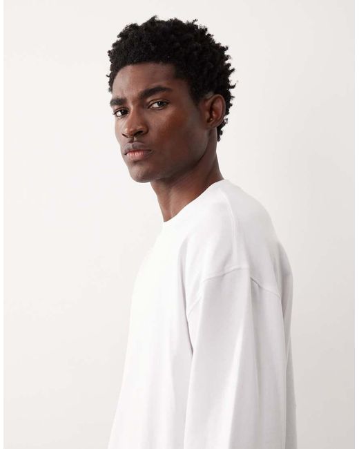 Camiseta Blanca Extragrande De Manga Larga De Tejido Muy Grueso Ac-T-253 De ASOS COLLECTIVE de hombre de color White