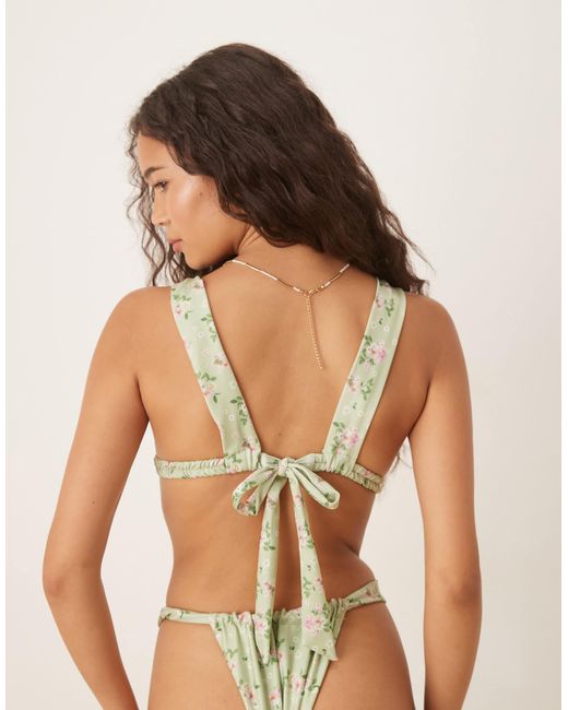 Gina Tricot Brown Triangle Bikini Top With Wide Straps