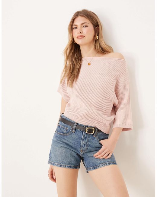 ASOS Blue Knitted One Shoulder T-shirt