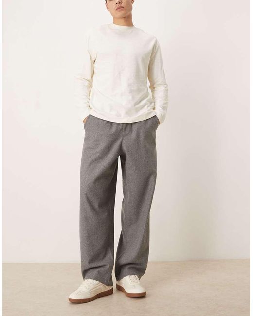 ASOS Gray Loose Straight Pull On Trousers for men