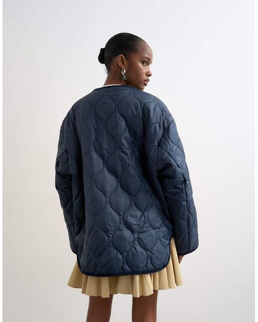 TOPSHOP Blue Double Layer Fronted Liner Jacket