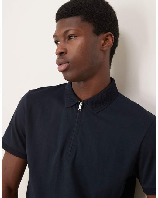 Polo Con Zip Corta di SELECTED in Blue da Uomo