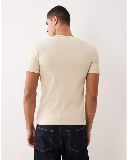 ASOS Natural Super Heavyweight Muscle Fit Rib T-shirt for men