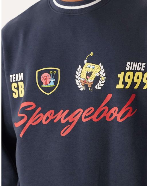 ASOS Blue Relaxed Sweatshirt With Spongebob Prints