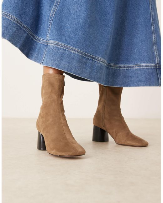 ASOS Blue Radar Round Toe Block Heel Boots