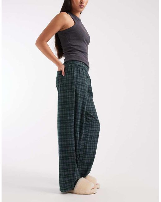 Cotton On Blue Flannel Barrel Leg Lounge Trouser