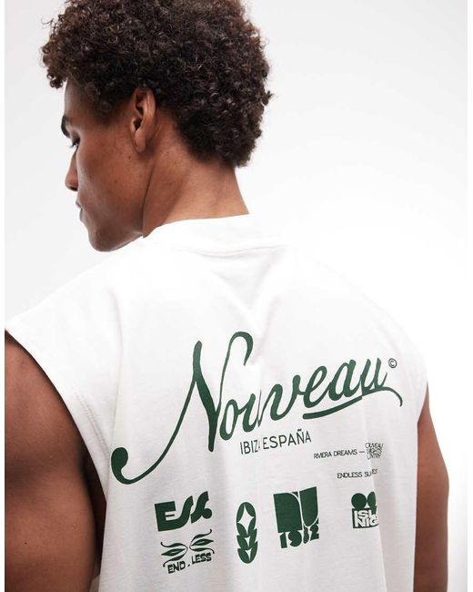 ASOS Black Oversized Tank With Nouveau Graphic for men