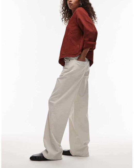 ARKET Red Coral Low Rise baggy Wide Leg Stretch Cord Trousers