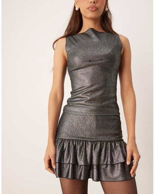 Miss Selfridge Black – gestufter skort