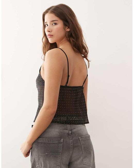 Collusion Black Hot Fix Chiffon Cami Top