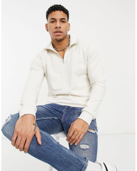 Sudadera blanca con cremallera Jack \u0026 Jones de Algodón de color Blanco para  hombre - Lyst