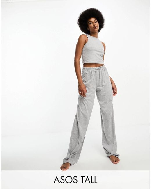 ASOS White Asos Design Tall Mix & Match Cotton Pyjama Trouser