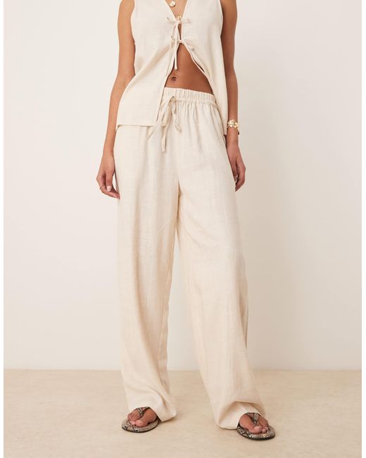 ASOS Natural Linen Look Pull On Trousers