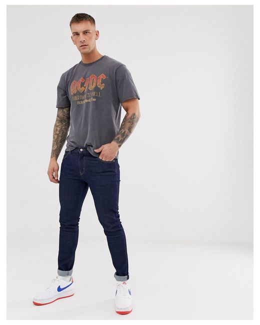 Pull&Bear Acdc T-shirt in Gray for Men | Lyst