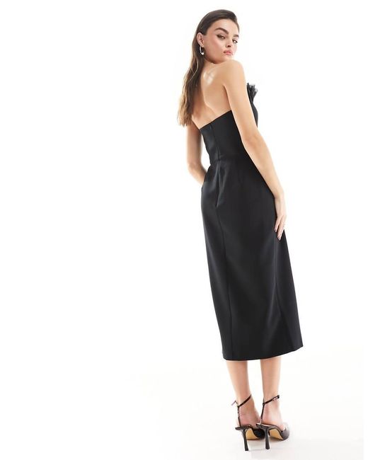 knee length dresses for ladies Echo Crepe Strappy Midi Dress Icy Blue Multi