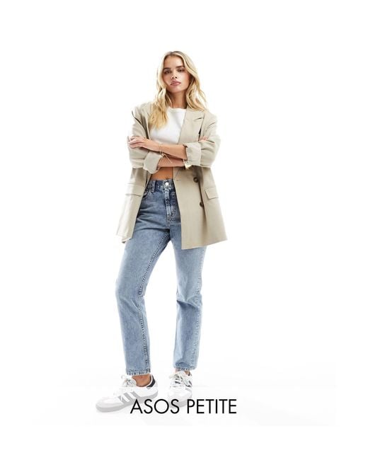 ASOS Blue Asos Design Petite 90s Straight Leg Jeans