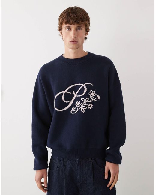 Pull oversize à logo fleuri Prohibited pour homme en coloris Blue
