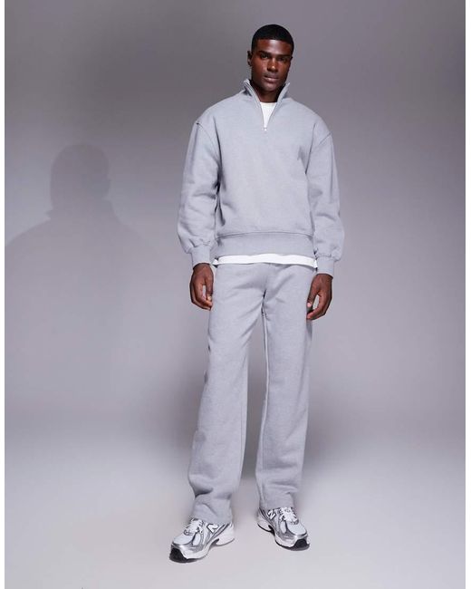 Felpa Premium Oversize Pesante 4 Gsm Mélange Con Zip Corta di ASOS in Gray da Uomo