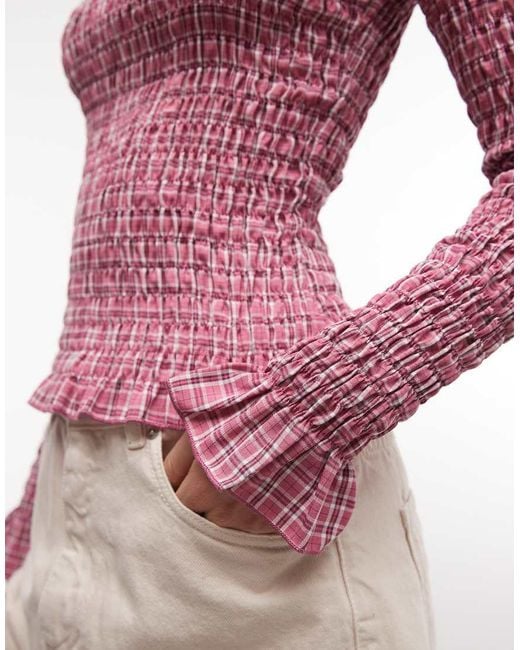 Daisy Street Long Sleeve Shirred Top
