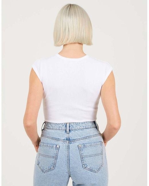 Brave Soul White Short Sleeve Crew Neck Bodysuit