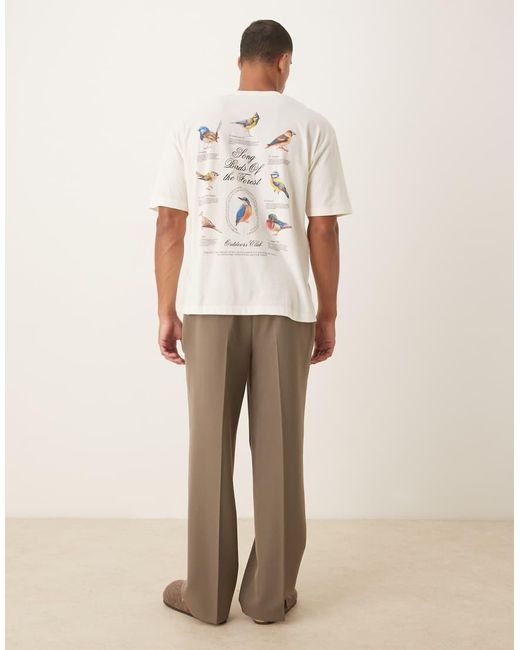 Camiseta Extragrande Con Gráfico De Pájaros De -Blanco ASOS de hombre de color Natural