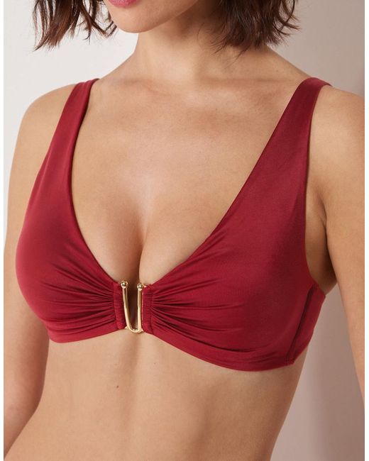 Calzedonia Red Shiny Satin Brassiere Bikini Top