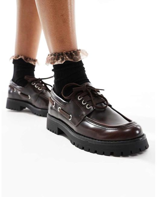 Stradivarius Black Boat Shoe