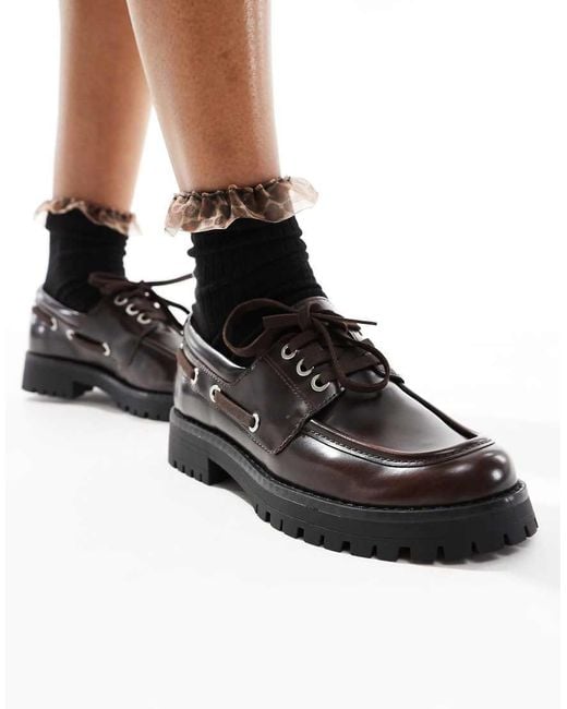 Stradivarius Black Boat Shoe