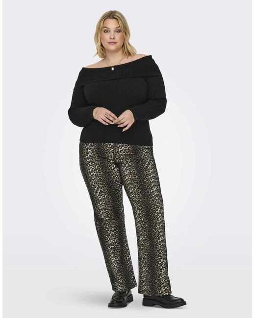 ONLY Black Off Shoulder Knitted Jumper