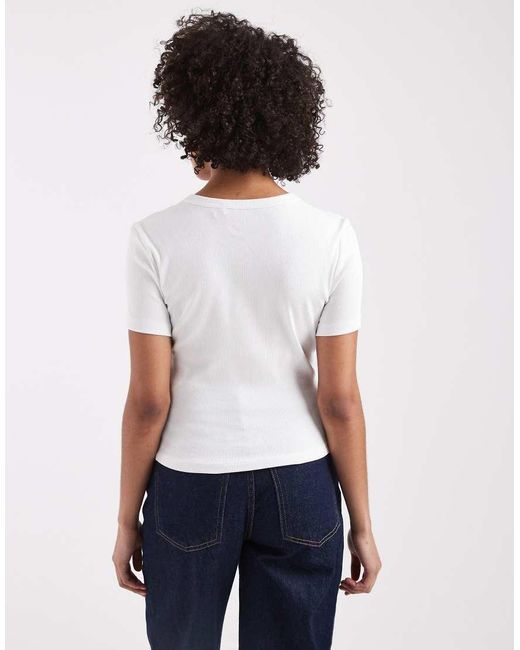 ONLY White Ribbed T-shirt