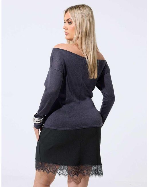 Yours Clothing Blue Lace Hem Mini Skirt