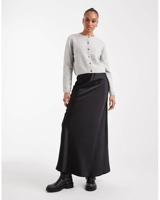 Vero Moda White Satin Bias Cut Midi Skirt