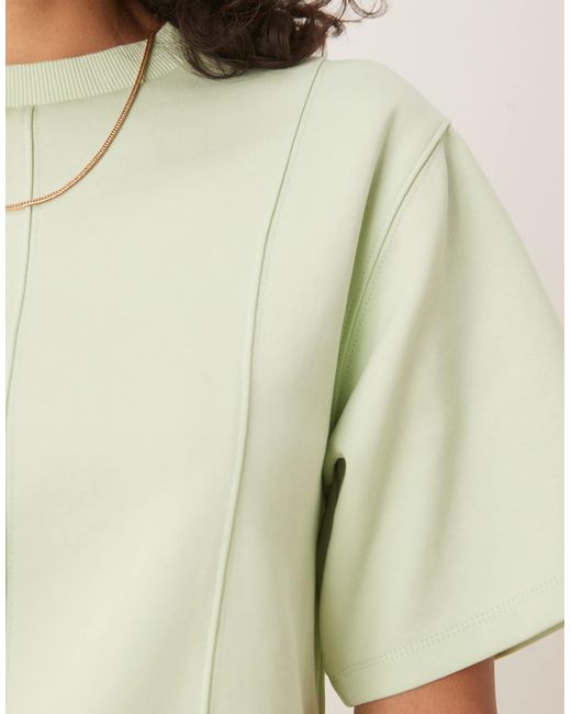 ASOS Natural Interlock Short Sleeve Top With Seam And Top Stitch Detail